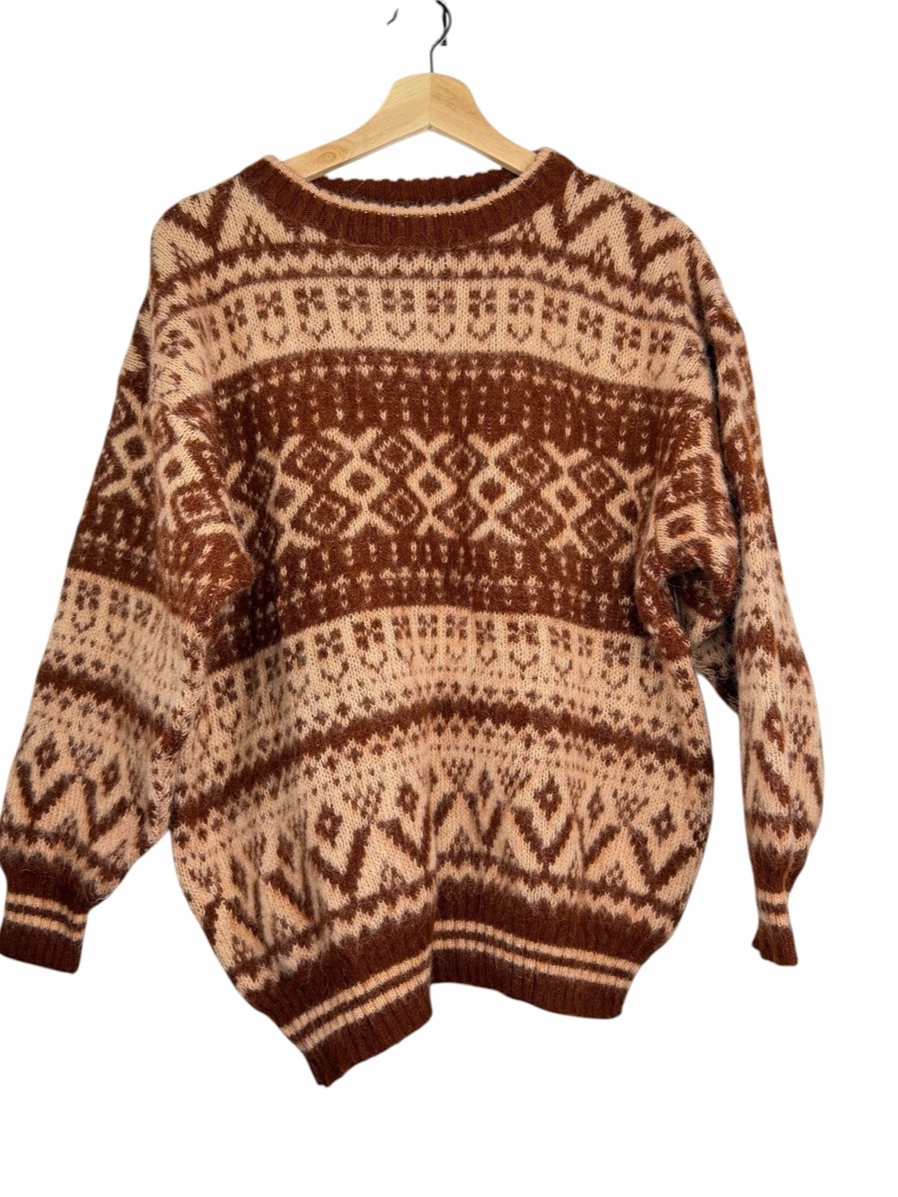 Char Vintage Mens XL Icelandic Wool Fair Isle Chunky Knit Sweater Nordic Cabin
